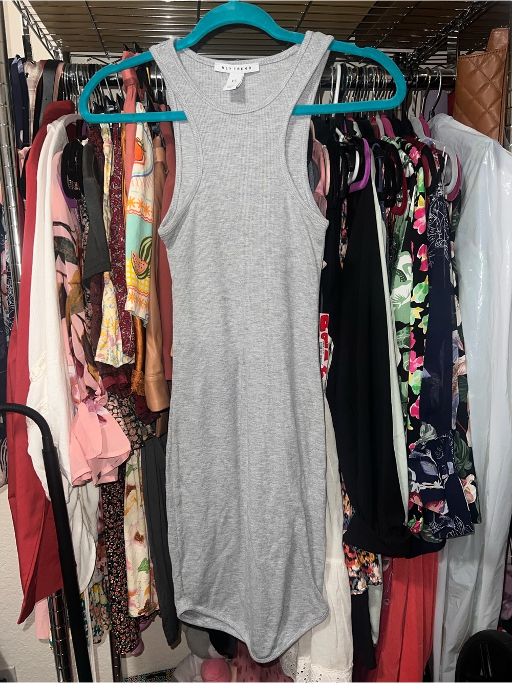 Grey Ribbed Tank Mini Dress
